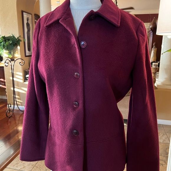 Vintage Kasper Burgundy Wool/Velour Jacket - Picture 1 of 6